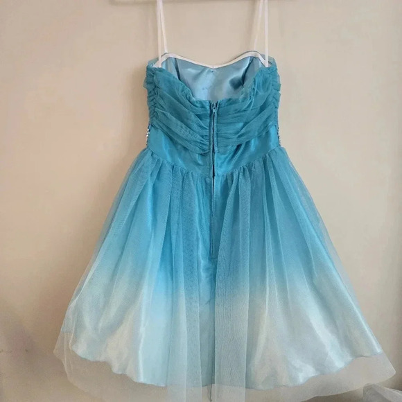 B.Smart Aqua Teal Beaded Ombre Cocktail Party Dress size 3/4 #022 - Picture 3 of 7